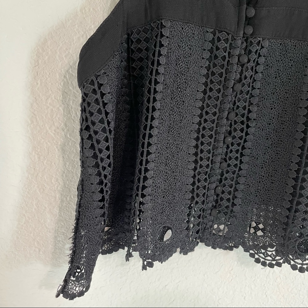 Free People Black Knit Button Top - Picture 3 of 7